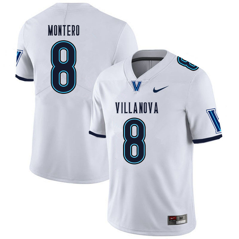 Men #8 Antonio Montero Villanova Wildcats College Football Jerseys Sale-White